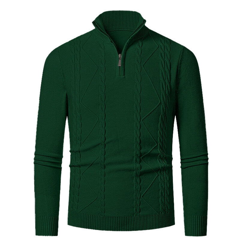 Herren Strickpullover mit Stehkragen und Zopfmuster ModeGeist