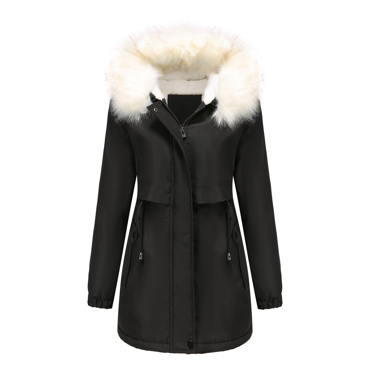 Damen modische Winterjacke mit abnehmbarem Fellkragen ModeGeist
