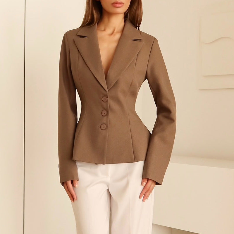 Damen taillierter Blazer mit elegantem Revers ModeGeist