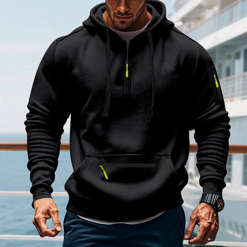 Herren sportlicher Kapuzenpullover mit praktischem Zwei-Wege-Reißverschluss und seitlichen Taschen ModeGeist