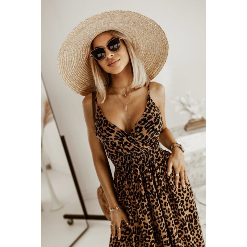 Damen Sleek Leopardenmuster Maxi Kleid ModeGeist