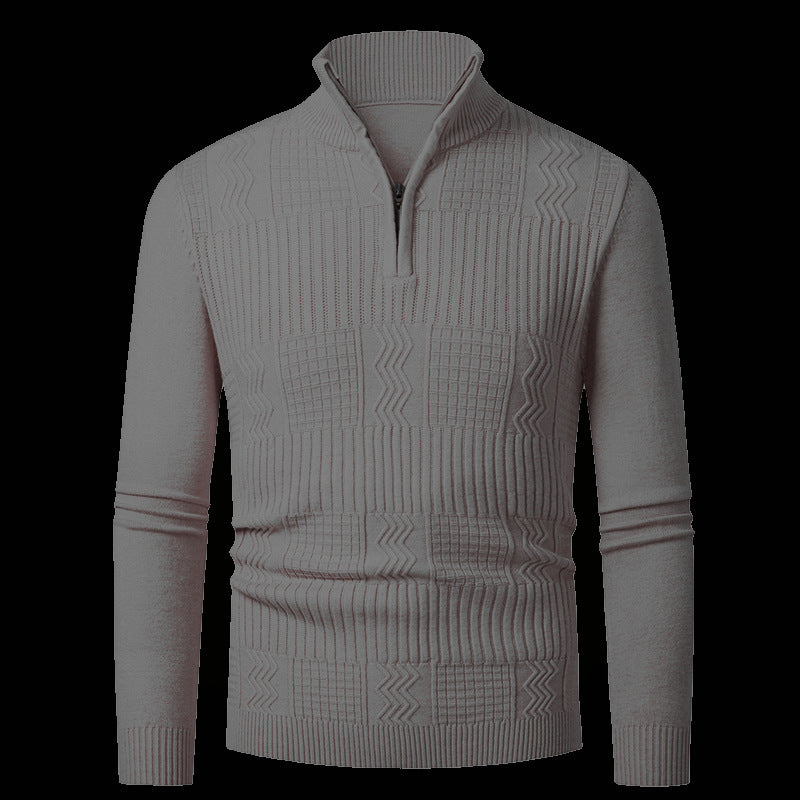Herren Strickpullover mit modernem Reißverschluss und strukturierter Oberfläche ModeGeist