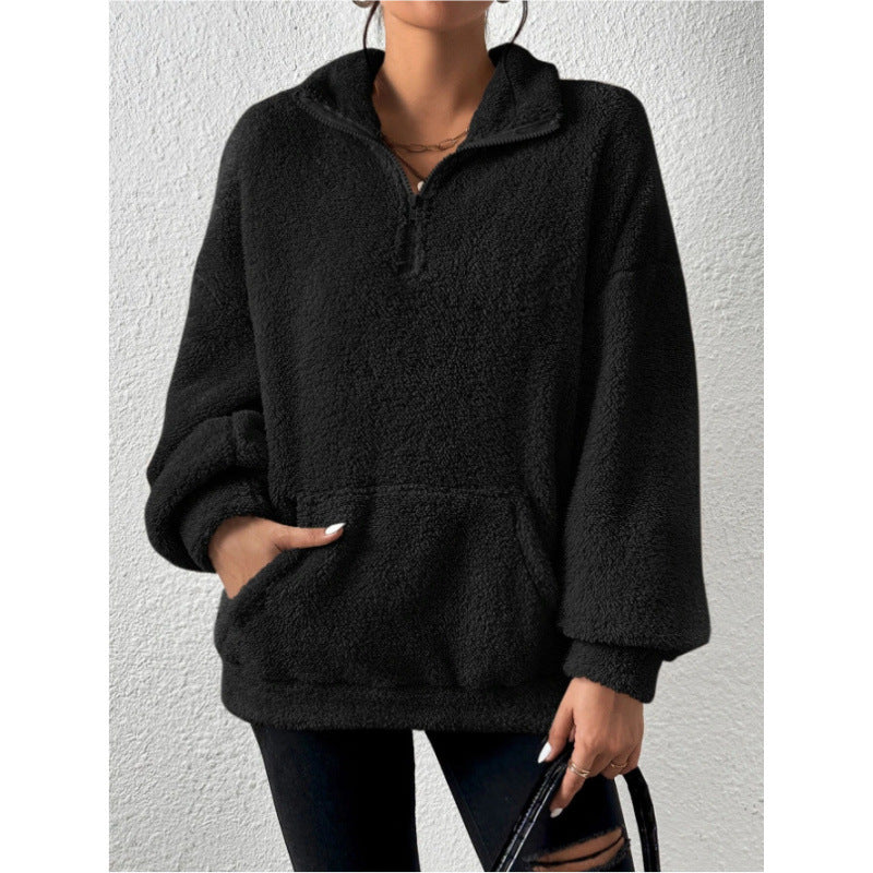 Damen Fleece-Pullover mit hohem Kragen ModeGeist