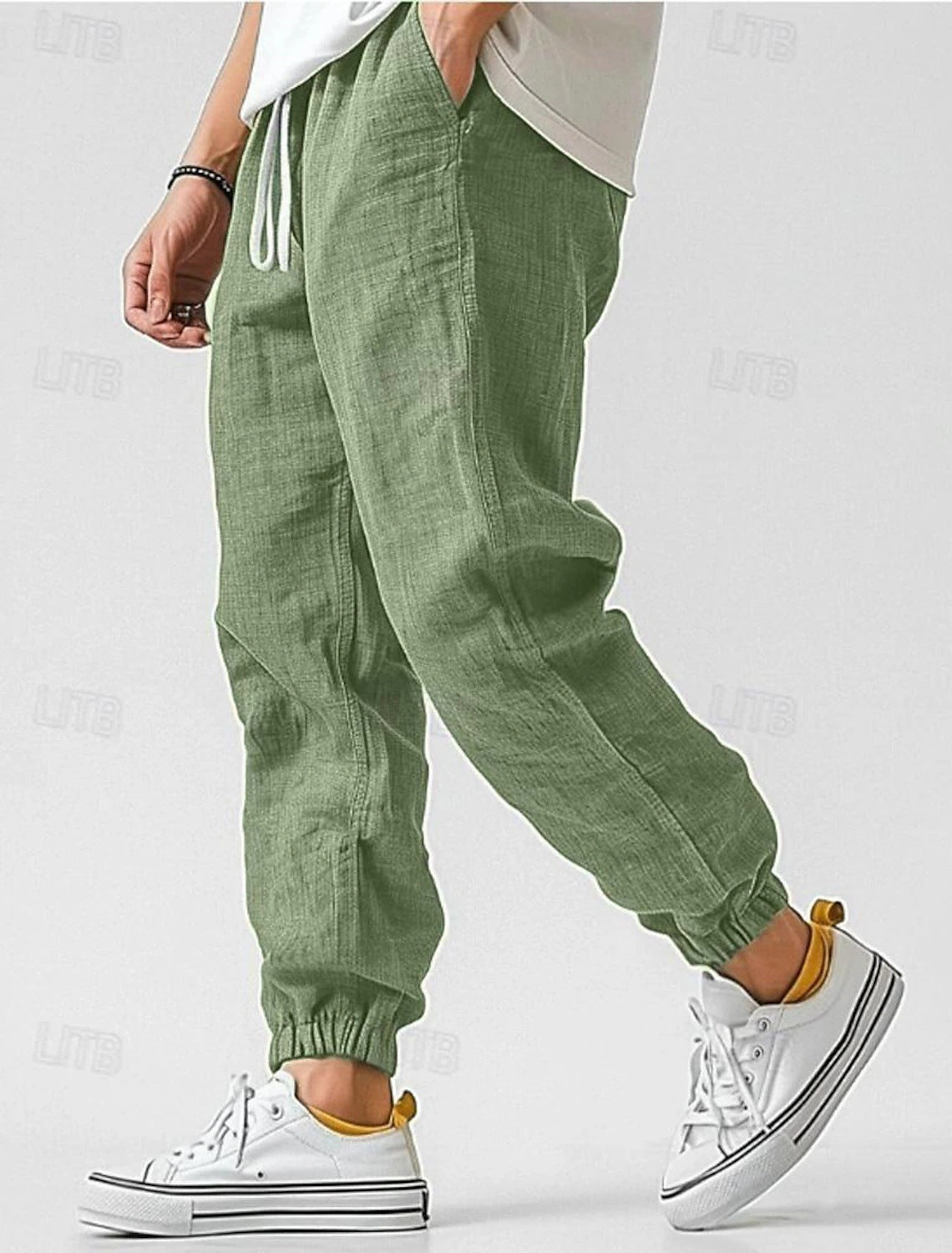 Herren Bequeme Leinenhose mit elastischem Bund und seitlichen Taschen ModeGeist