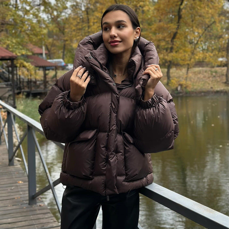 ModeGeist | Damen Gesteppte Winterjacke mit Oversized Kapuze – Warm, Wasserabweisend & Modern
