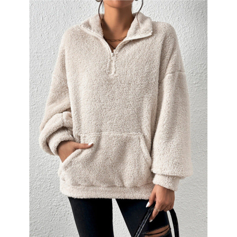 Damen Fleece-Pullover mit hohem Kragen ModeGeist