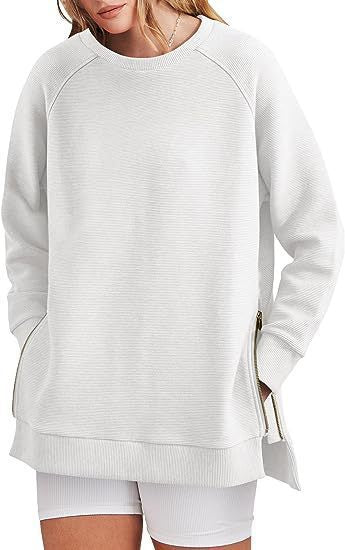 Damen modischer Sweatshirt mit seitlichen Reißverschlüssen ModeGeist
