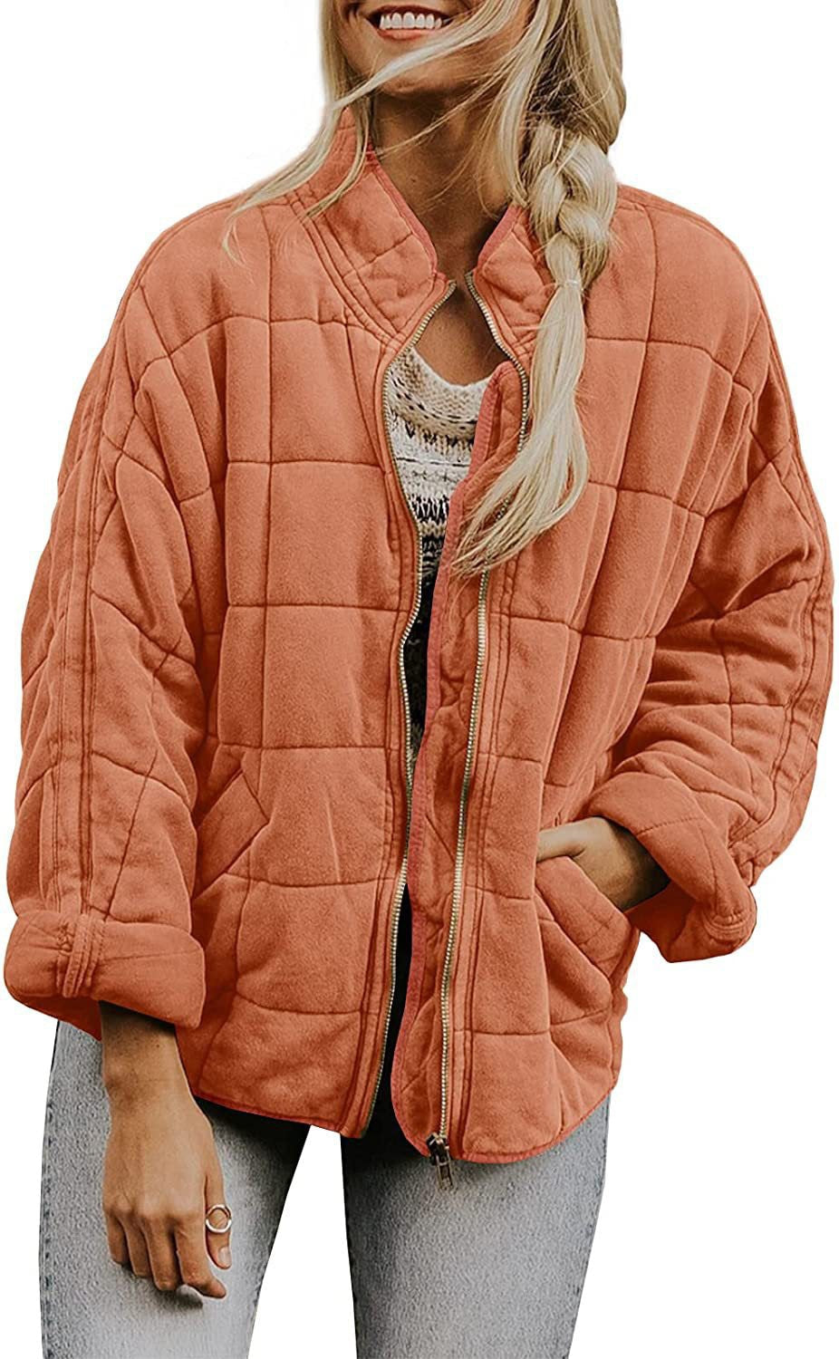 Damen gesteppte Kapuzenjacke mit Reißverschluss und Taschen ModeGeist