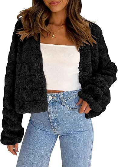 Damen Flauschige Kurzjacke im modernen Design ModeGeist