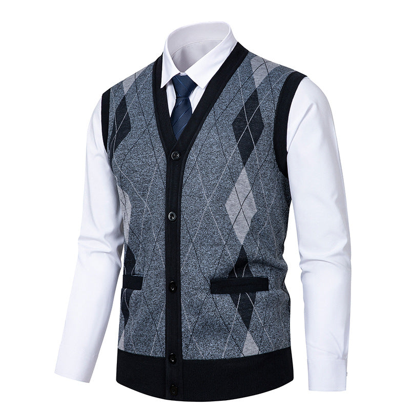 Herren edle Strickjacke mit modernem Rautenmuster ModeGeist