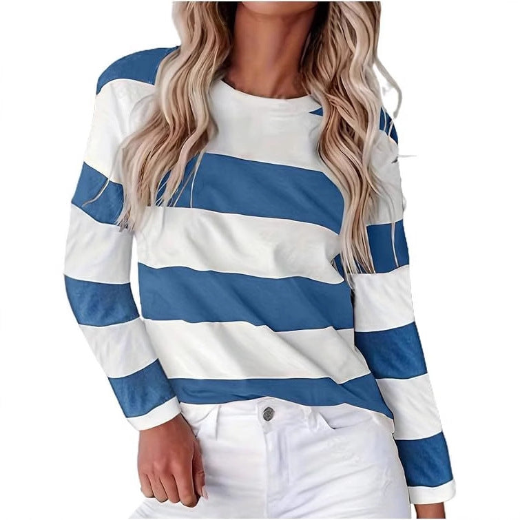 Damen lässiges gestreiftes Langarmshirt ModeGeist
