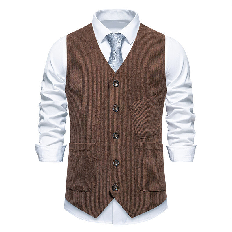 Herren elegante Cordweste mit praktischen Taschen und fein strukturiertem Design ModeGeist