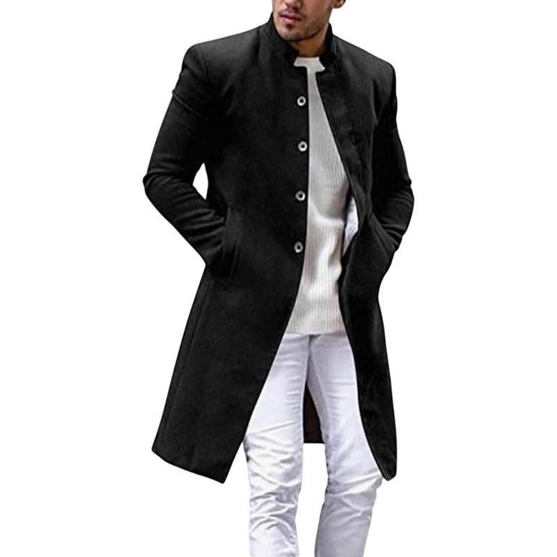 Herren eleganter Langmantel mit schmalem Schnitt und hohen Kragen ModeGeist