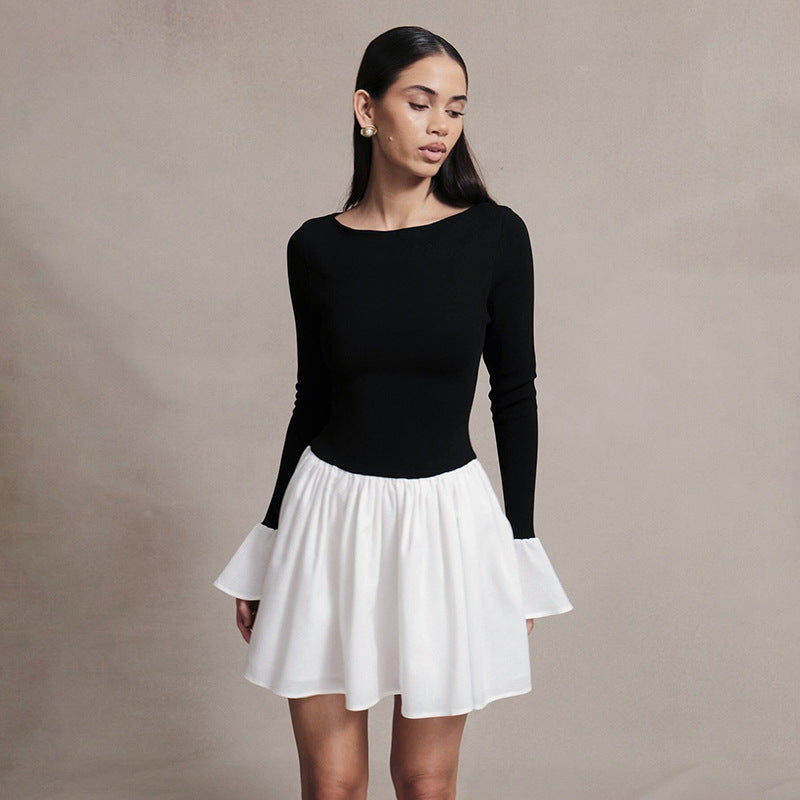Damen Modisches Kleid mit kontrastierendem Rock ModeGeist