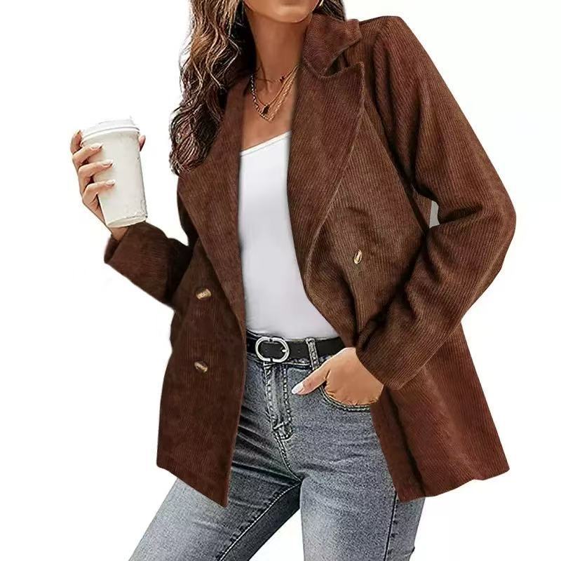 Damen Cordjacke im modernem Schnitt mit schickem Revers und zwei praktischen Taschen ModeGeist