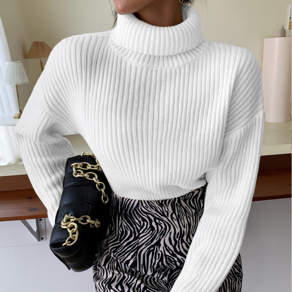 Damen Hochwertiger Rollkragenpullover mit strukturiertem Rippstrick ModeGeist