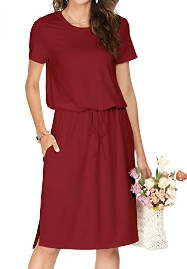 Lässiges Damen-Midi-Kleid mit Gummizug und Taschen von MODEGEIST
