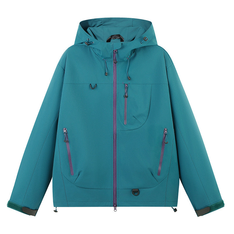 Damen wasserabweisende Outdoor-Jacke mit verstellbarem Kapuzenkragen ModeGeist
