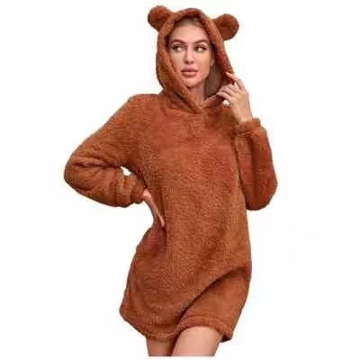 Damen Kuscheliger Hoodie mit Bärenohren ModeGeist