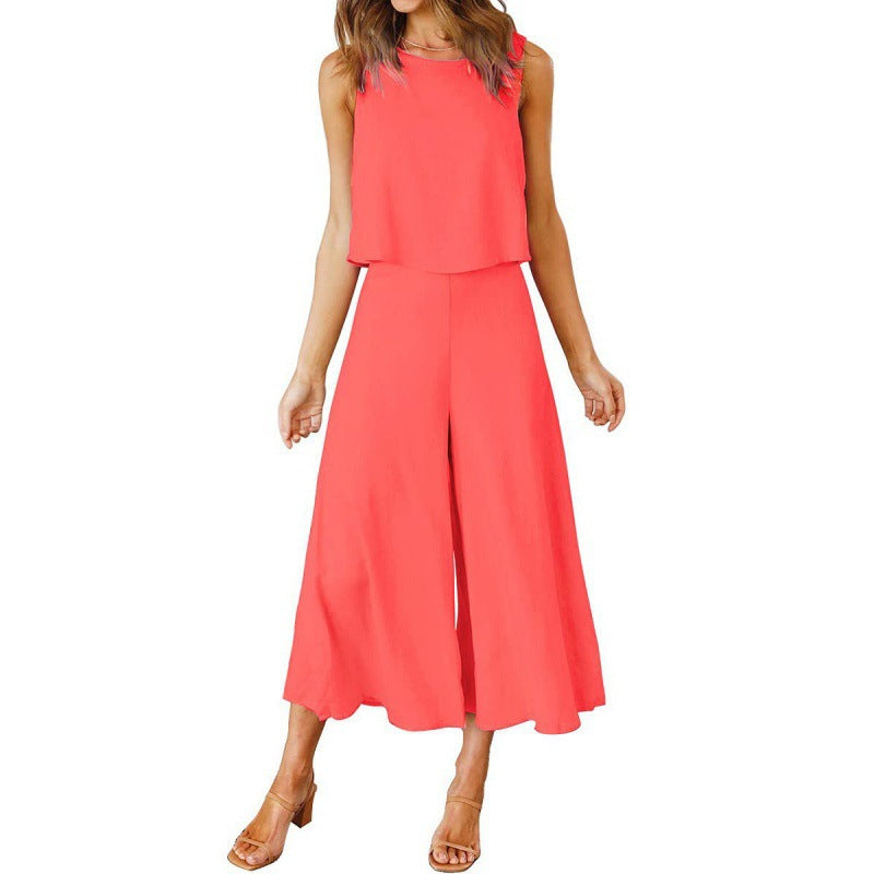 Damen Jumpsuit mit fließendem Schnitt und weitem Bein ModeGeist