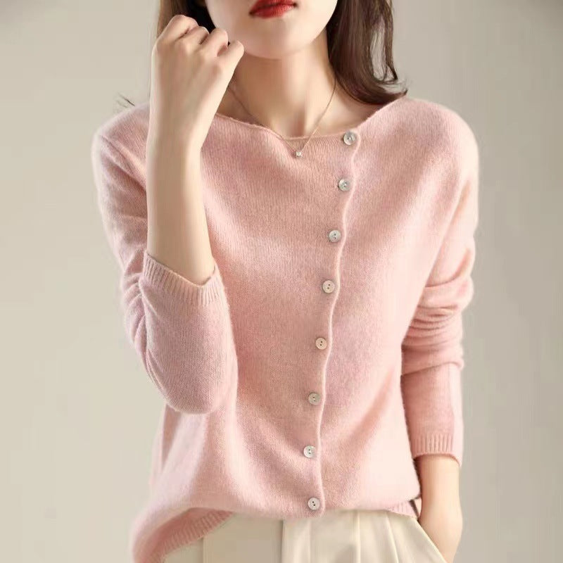 ModeGeist | Klassischer Langarmpullover mit Knöpfen