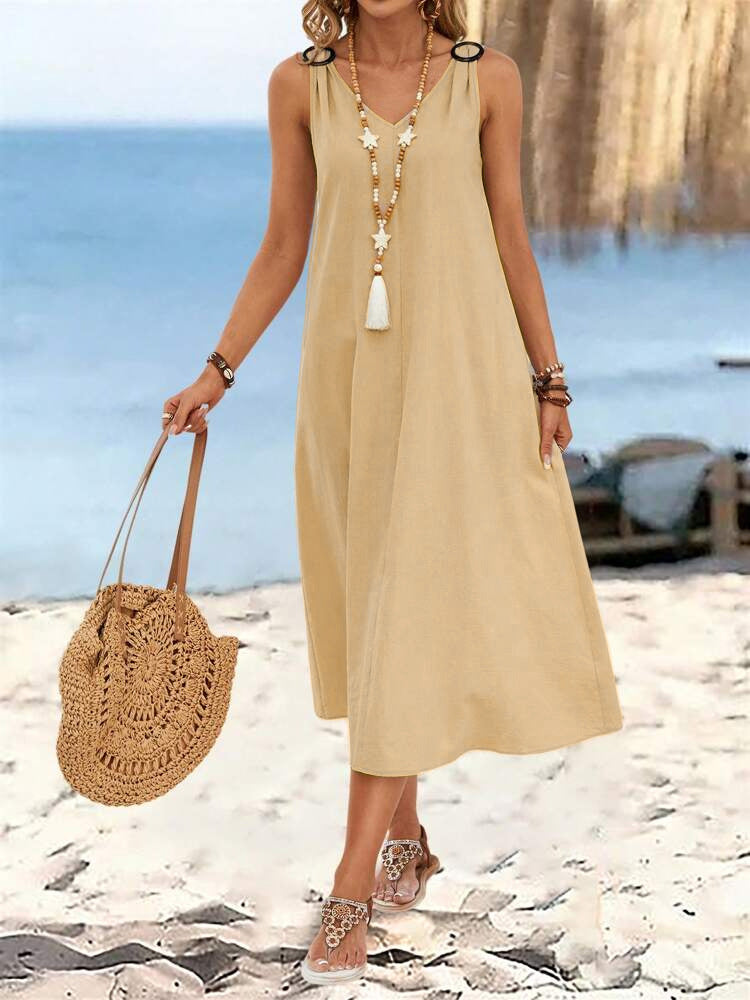 Leichtes Damen-Maxikleid mit off-shoulder Trägern, modisch