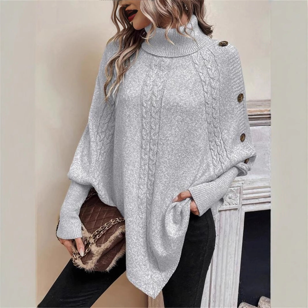 Damen eleganter Strickpullover mit Rollkragen und modischen Details ModeGeist