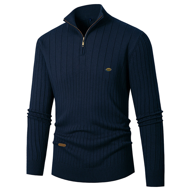 Herren Pullover mit modernem Reißverschluss und Rippenstruktur ModeGeist