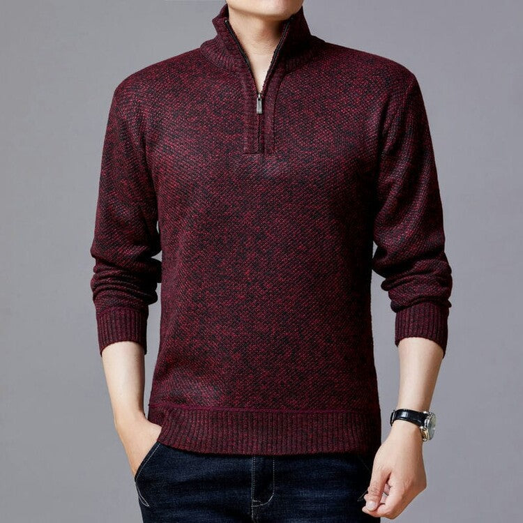 Herren Strickpullover mit modernem Stehkragen und strukturierter Oberfläche ModeGeist