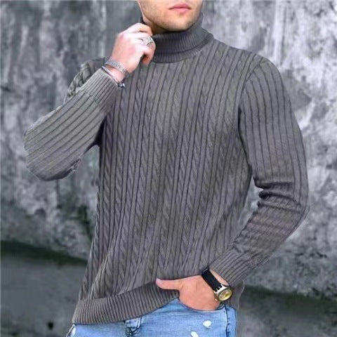Herren Strickpullover mit modernem Rippmuster und hohem Kragen ModeGeist