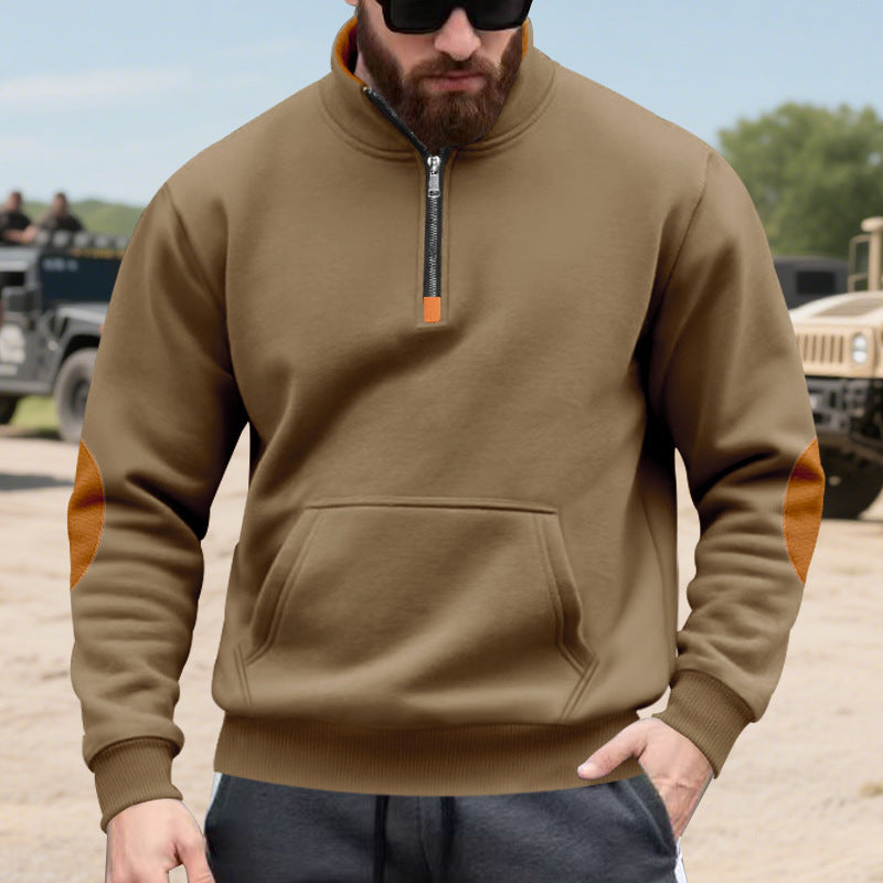 Herren Hoodie mit modischem Stehkragen und Kontrastdetails ModeGeist