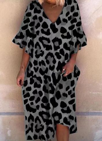Leopardenmuster Damen Kaftan Kleid ärmellos MODEGEIST