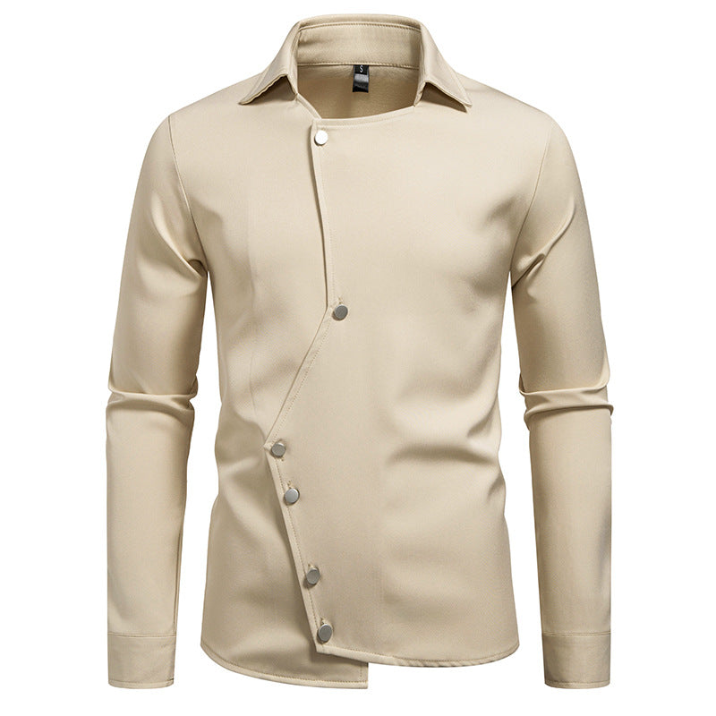 Herren modisches, asymmetrisches Hemd mit einzigartigen Knopfdetails ModeGeist