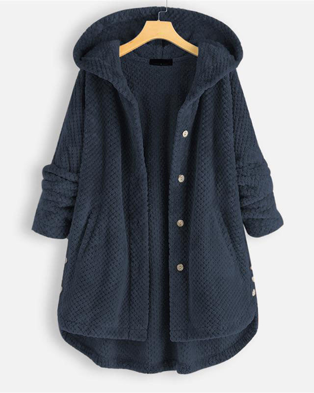 ModeGeist | Abgerundeter Saum Kapuzen Sweatshirtjacke