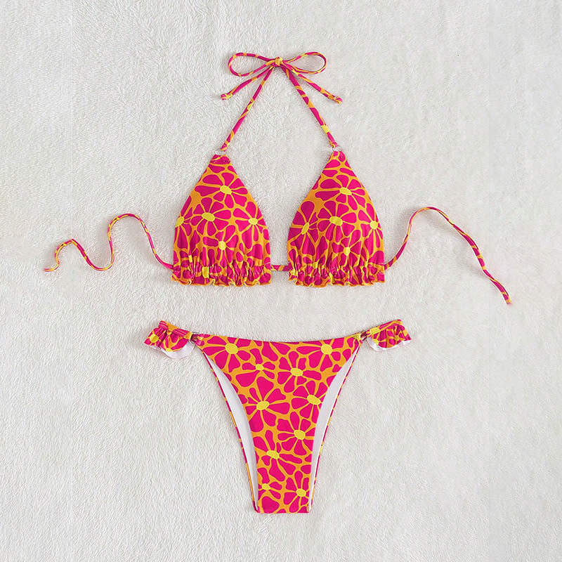 Bikini-Set mit Blumenmuster, Dreiecks-Oberteil und verstellbaren Trägern von MODEGEIST