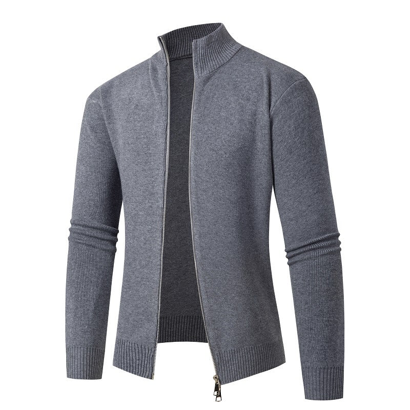 Herren modische Strickjacke mit hohem Kragen und Reißverschluss ModeGeist