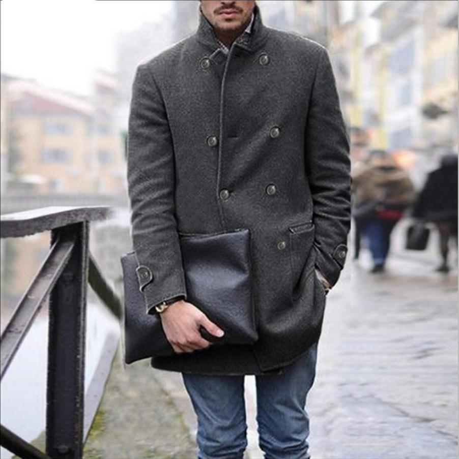 Herren eleganter Woll-Dufflecoat mit doppelter Knopfreihe und praktischen Taschen ModeGeist
