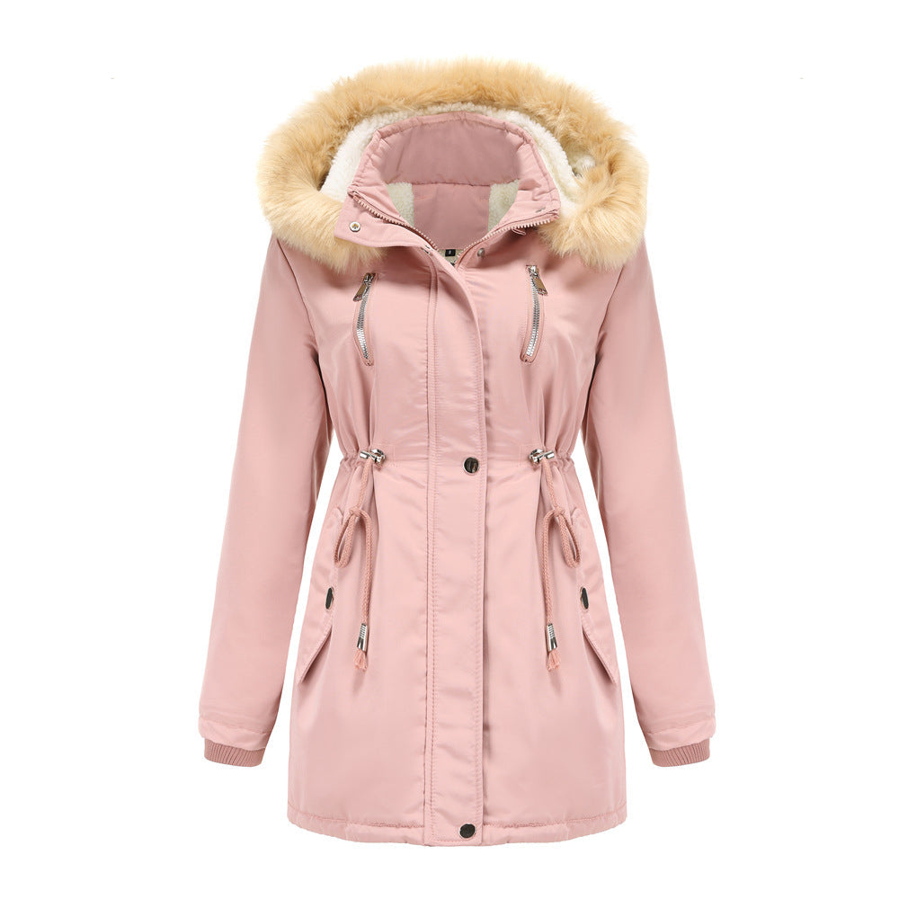 Damen isolierte Winterjacke mit abnehmbarem Kunstfellkragen ModeGeist
