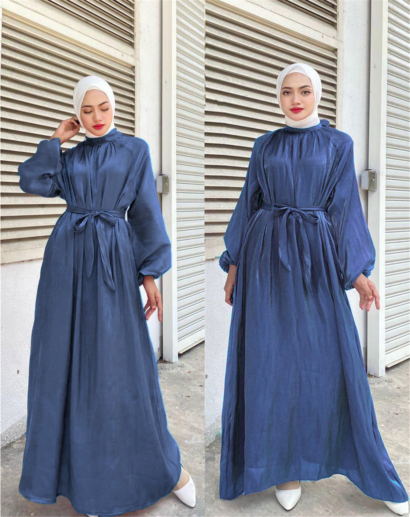 Damen Elegantes Langarmkleid mit Taillengürtel ModeGeist