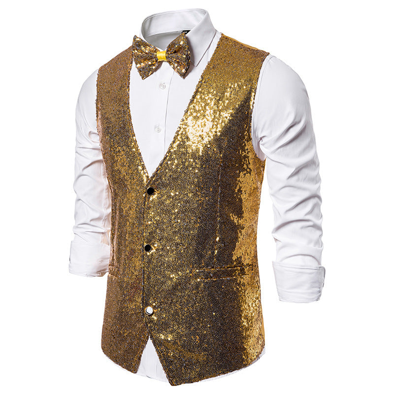 Herren Glitzernde Festtagsweste mit passendem Fliege ModeGeist