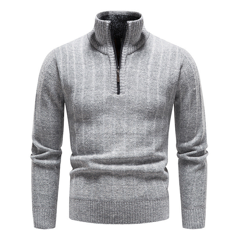 Herren modischer Strickpullover mit halbem Reißverschluss ModeGeist
