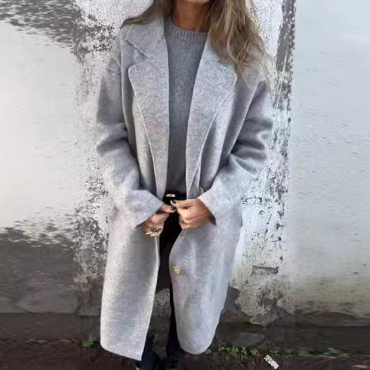 Damen Oversized Wollmantel mit eleganten Details ModeGeist