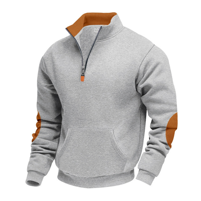 Herren Hochwertiger Stehkragenpullover aus atmungsaktivem Material mit Reißverschluss und Kontrastakzenten ModeGeist