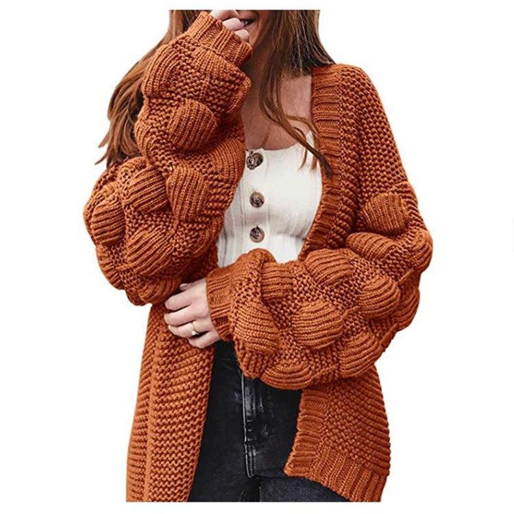 Damen Strickjacke mit voluminösen Ärmeln ModeGeist