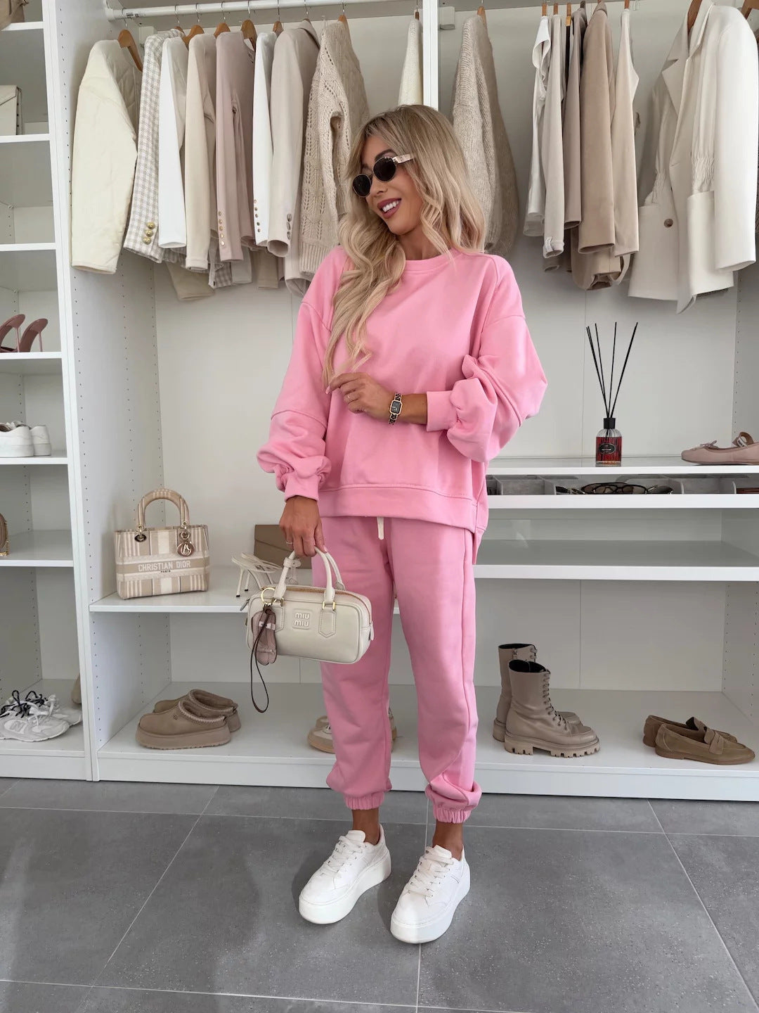 Damen Sportlicher Loungewear-Anzug mit elastischen Bündchen und weitem Schnitt ModeGeist