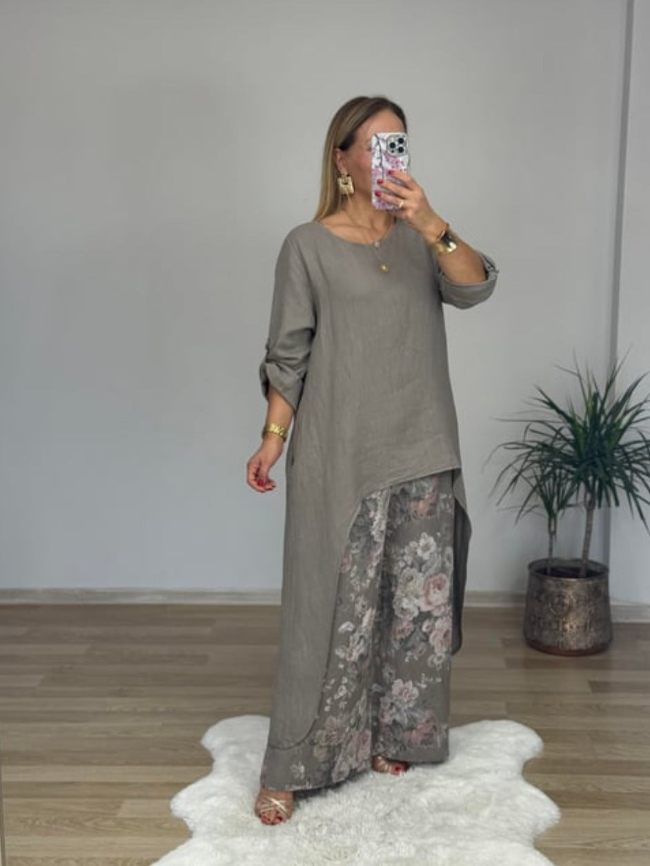 Damen Relaxed Fit Leinen Tunika Top ModeGeist