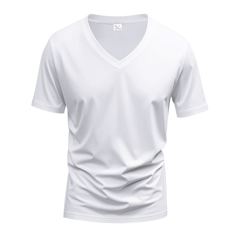 Herren V-Ausschnitt T-Shirt aus atmungsaktivem Baumwollmix mit modernem Schnitt ModeGeist