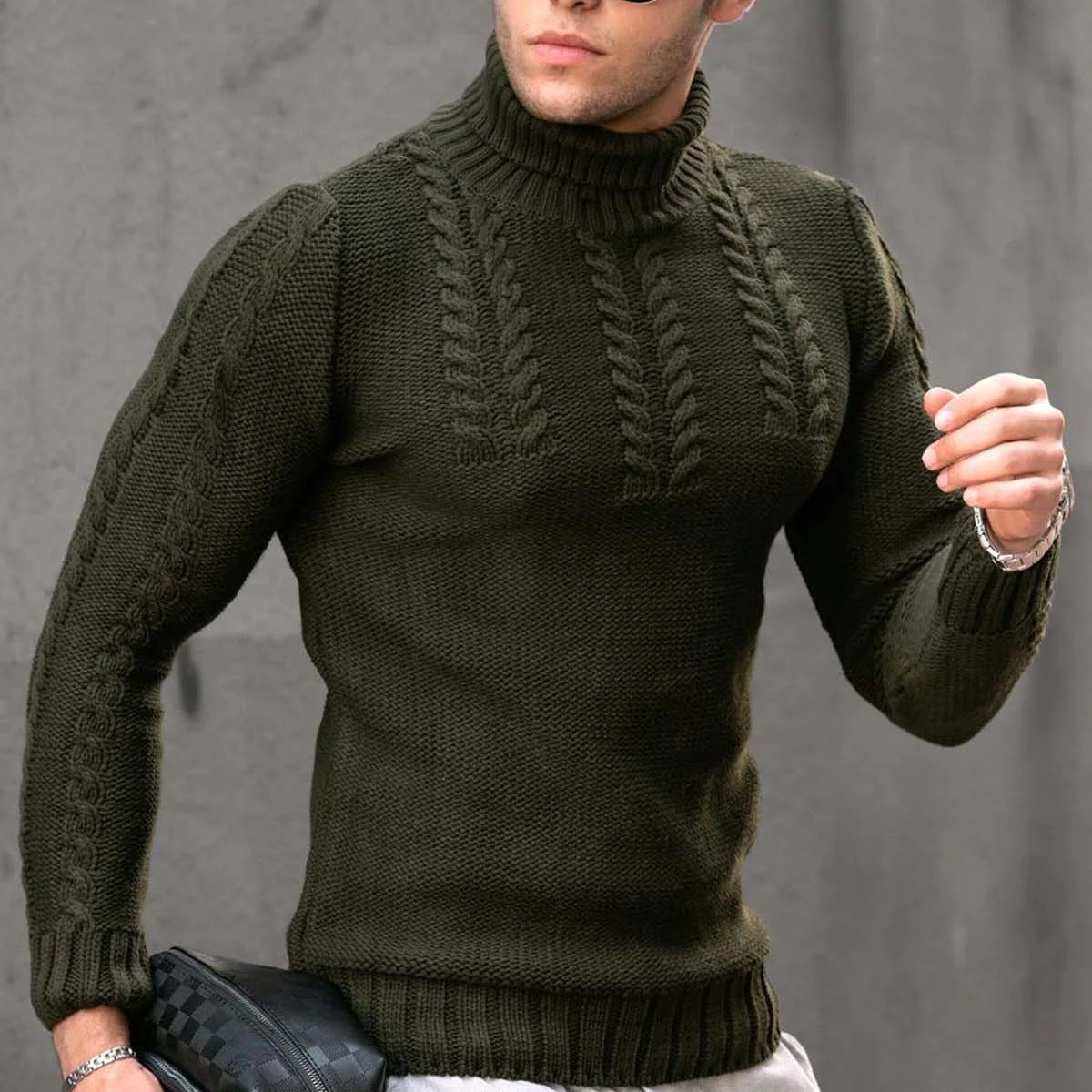 Herren Strickpullover mit hochstehendem Kragen ModeGeist