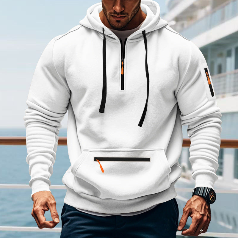 Herren sportlicher Kapuzenpullover mit praktischem Zwei-Wege-Reißverschluss und seitlichen Taschen ModeGeist