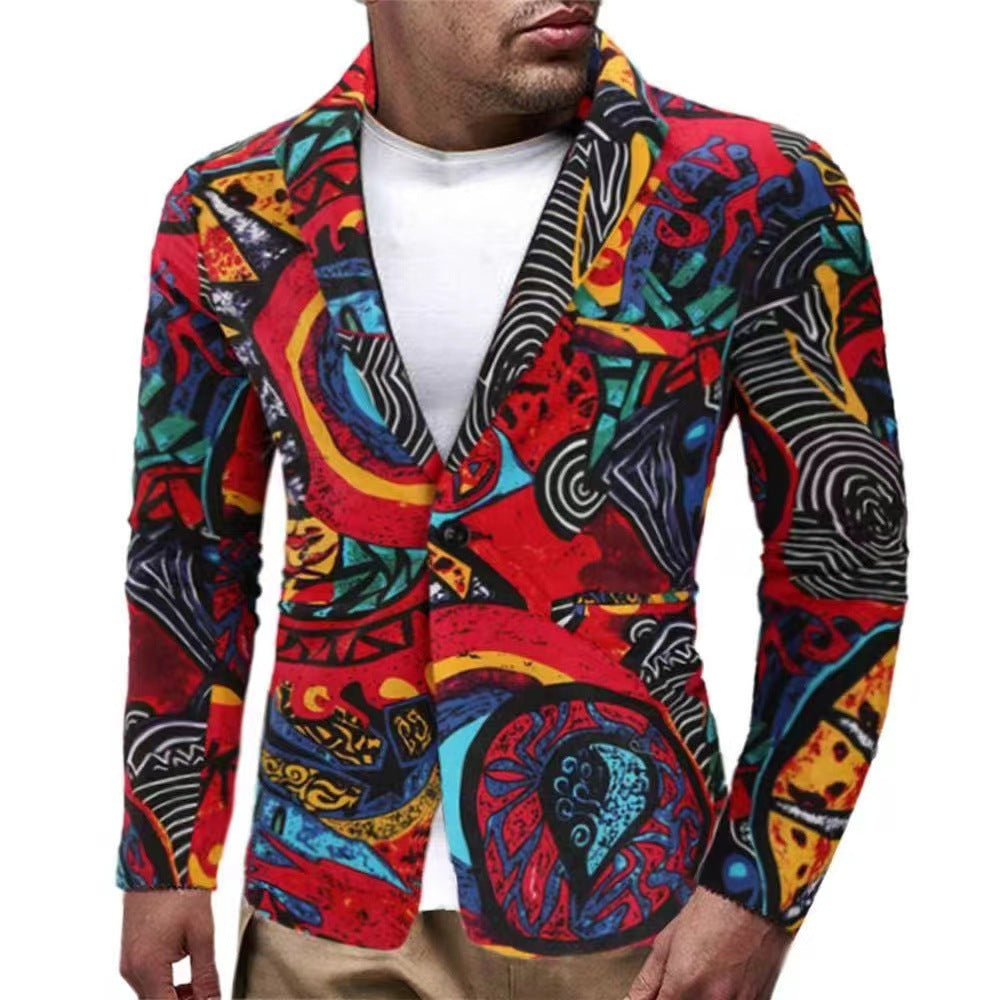 Herren modische Blazer mit buntem grafischem Design ModeGeist